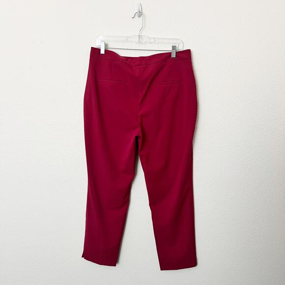 [ZARA] Red High Rise Straight Leg Ankle Length Trouser Work Career Pants NWT 10 - Picture 3 of 11